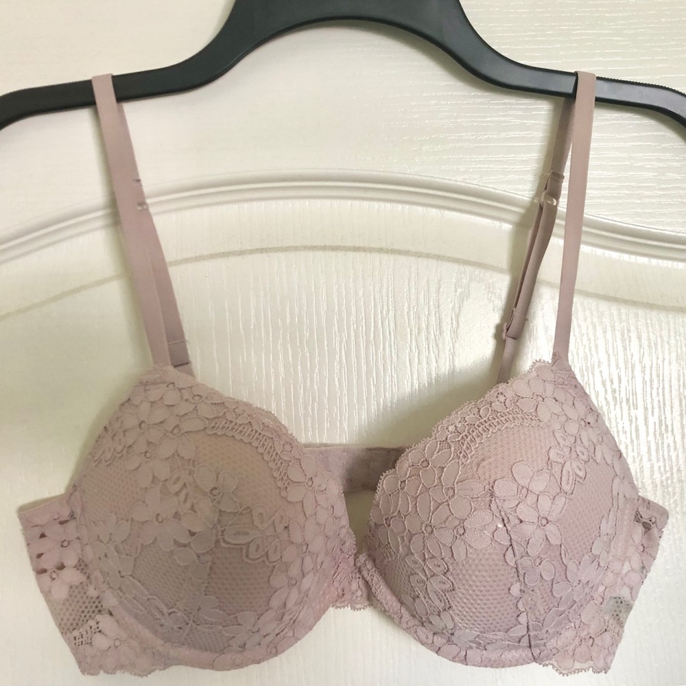 Neutral Pink Lace Bra